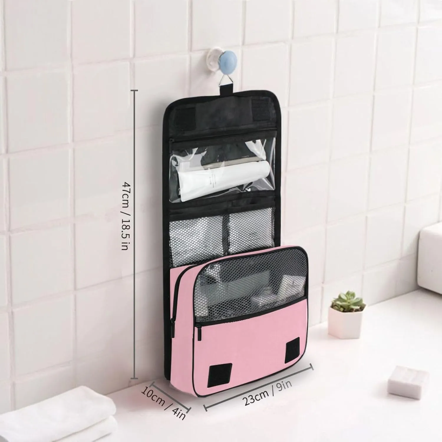 Light Pink Custom Toiletry Bag Personalized Name Makeup Cosmetic Bag Travel Toiletry Organizer Large Capacity Cosmetic Case for Brush Toiletries Shaving Storage