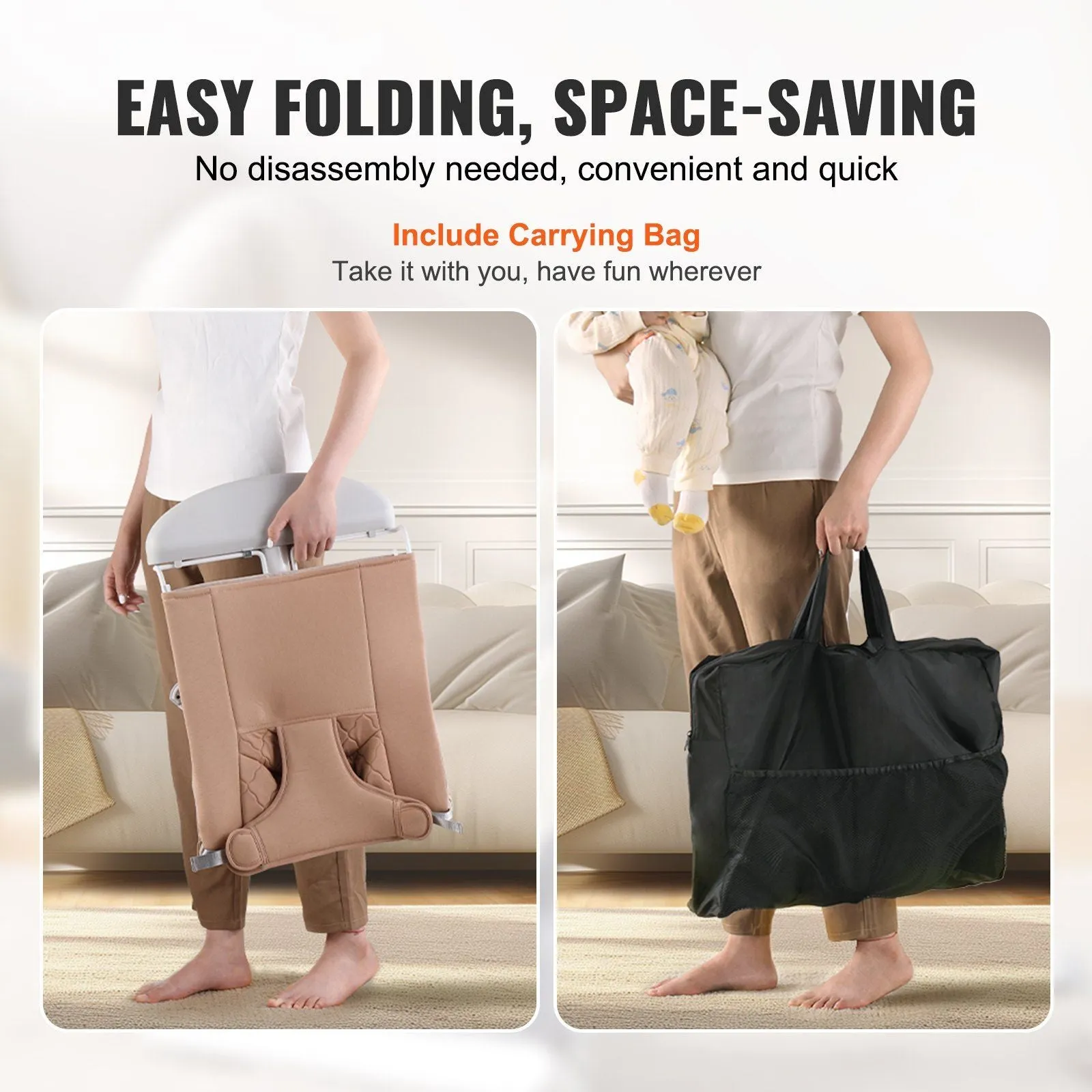 Lightweight & Portable Baby Bouncer with 2 Reclining Angles