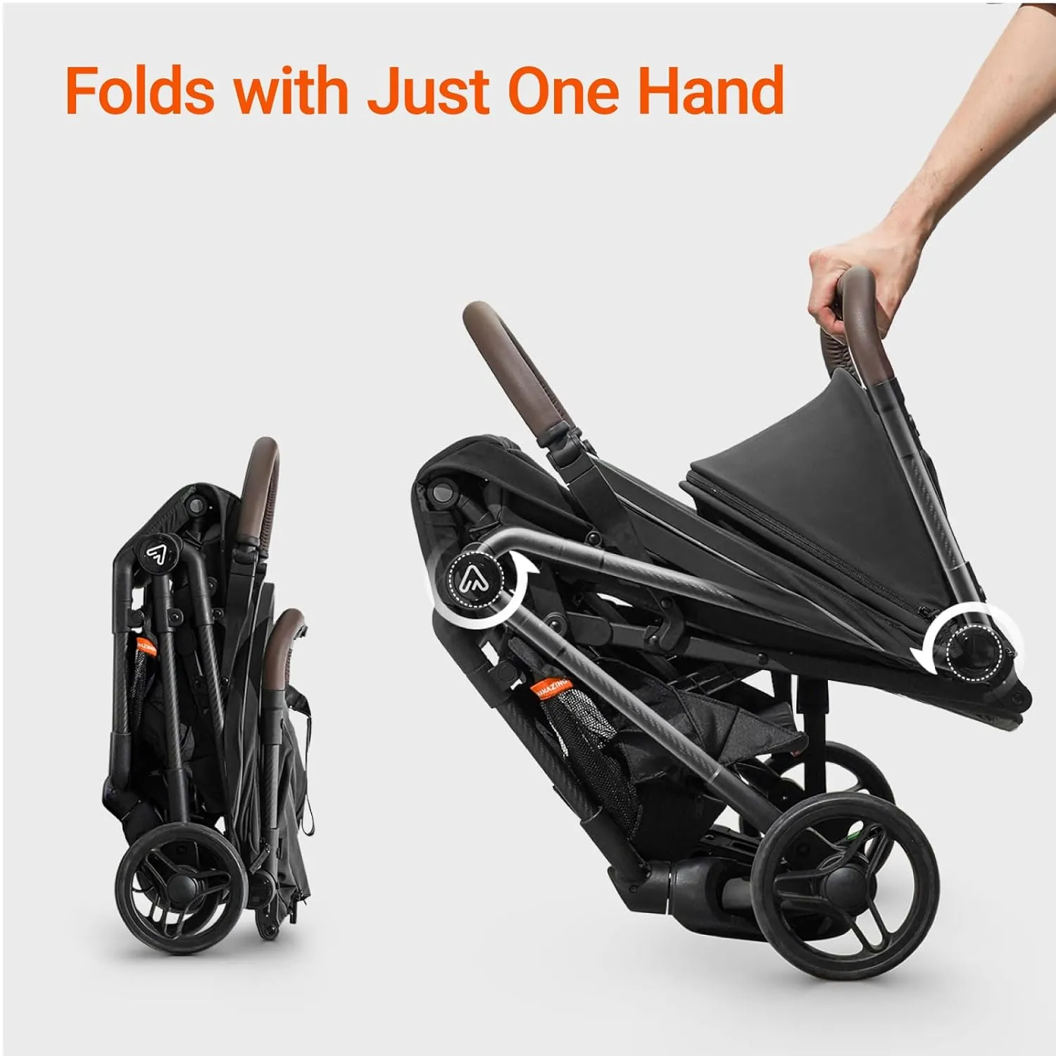 Lightweight Baby Travel Stroller with Carbor Fiber Frame, Compact & Airplane-Friendly, One-Handed Folding Design, 11.6 lbs, Perfect for Toddlers, Jet