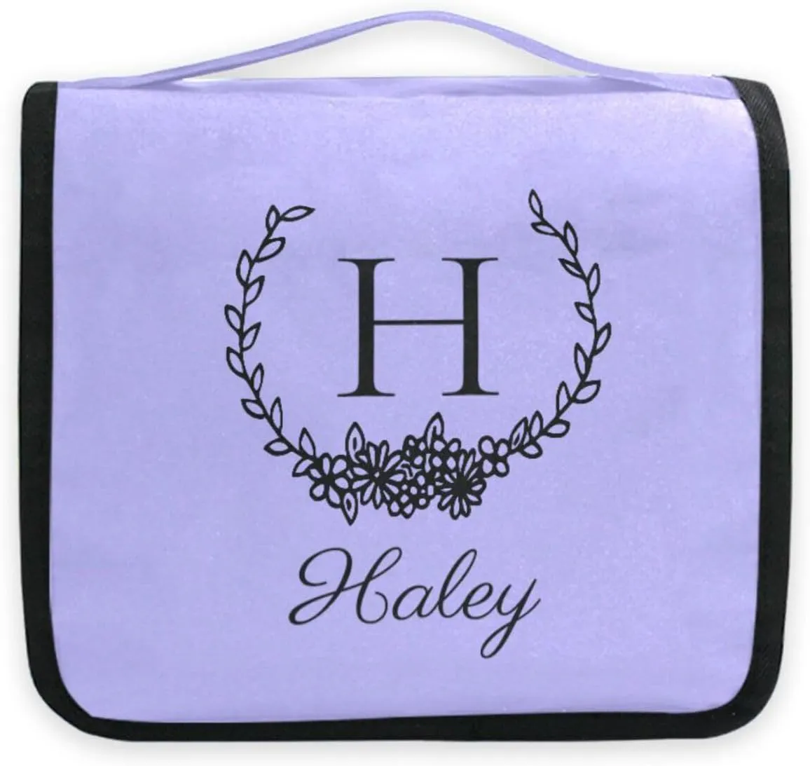 Lilac Custom Hanging Toiletry Bag Personalized Initial Name Makeup Cosmetic Bag Large Capacity Cosmetic Case Travel Toiletry Organizer for Brush Toiletries Shaving Storage