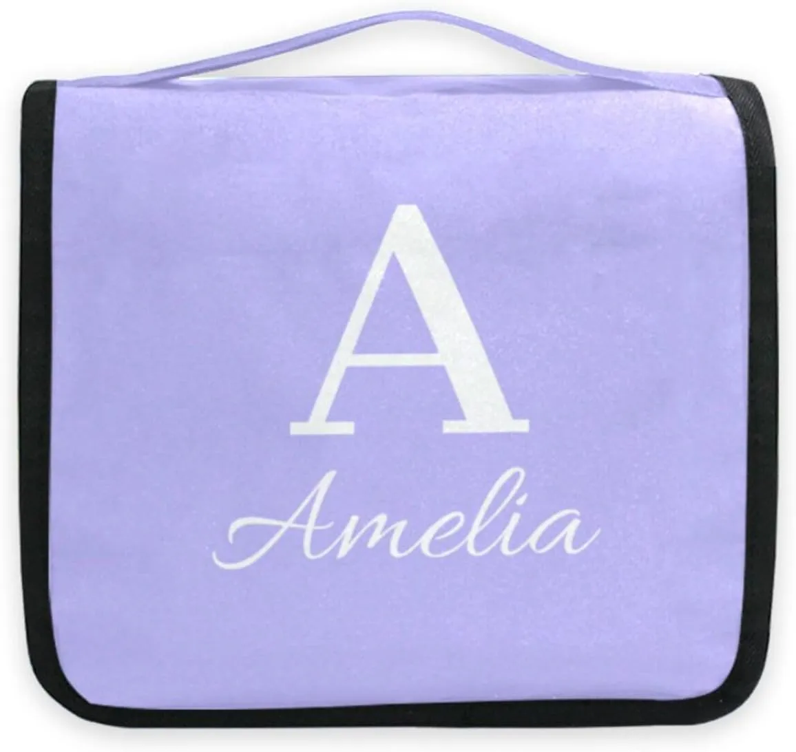 Lilac Custom Name Hanging Toiletry Bag Personalized Makeup Cosmetic Bag Large Capacity Cosmetic Case Travel Toiletry Organizer for Brush Toiletries Shaving Storage