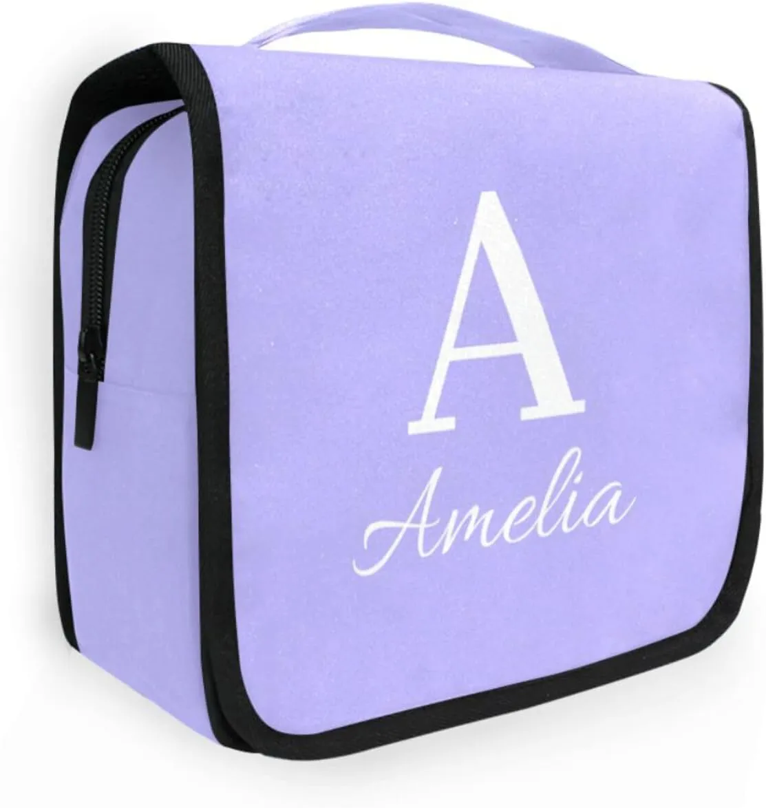 Lilac Custom Name Hanging Toiletry Bag Personalized Makeup Cosmetic Bag Large Capacity Cosmetic Case Travel Toiletry Organizer for Brush Toiletries Shaving Storage