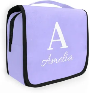 Lilac Custom Name Hanging Toiletry Bag Personalized Makeup Cosmetic Bag Large Capacity Cosmetic Case Travel Toiletry Organizer for Brush Toiletries Shaving Storage