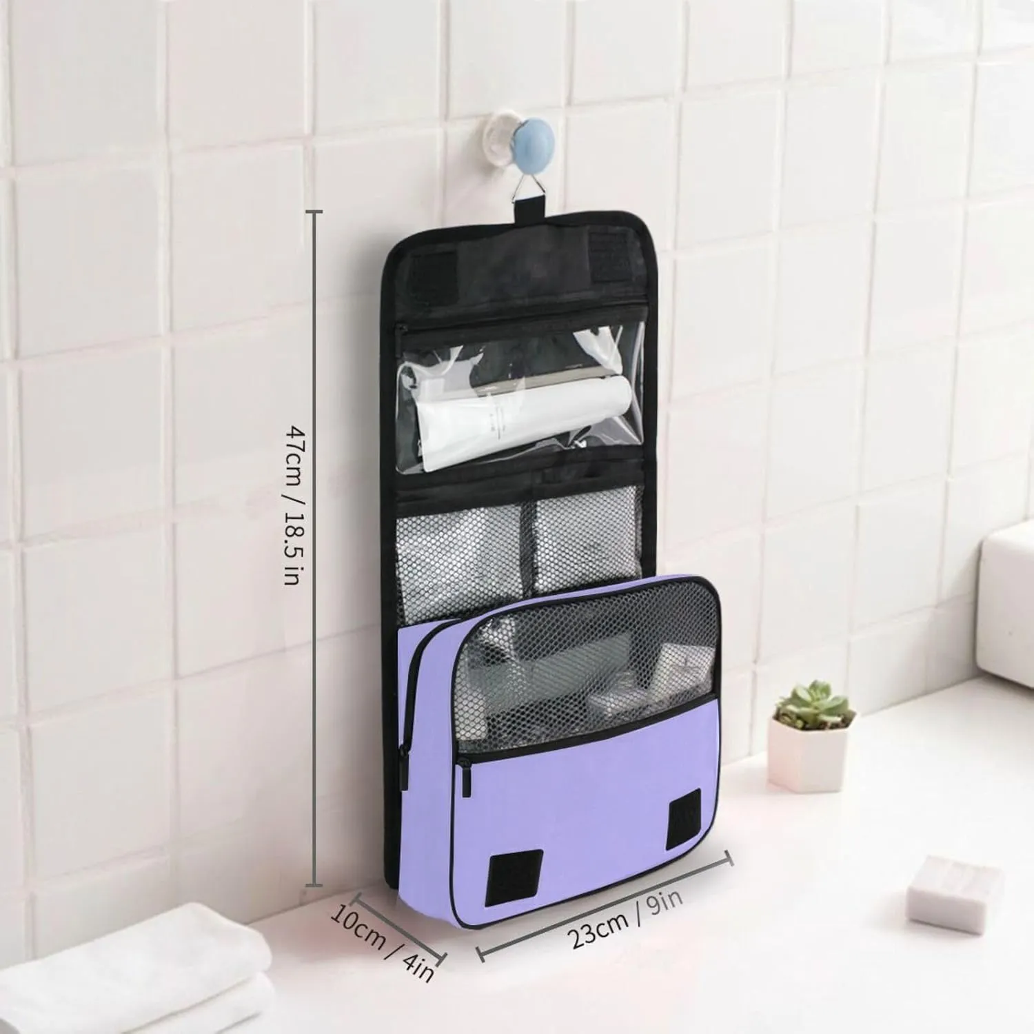 Lilac Custom Name Hanging Toiletry Bag Personalized Makeup Cosmetic Bag Large Capacity Cosmetic Case Travel Toiletry Organizer for Brush Toiletries Shaving Storage