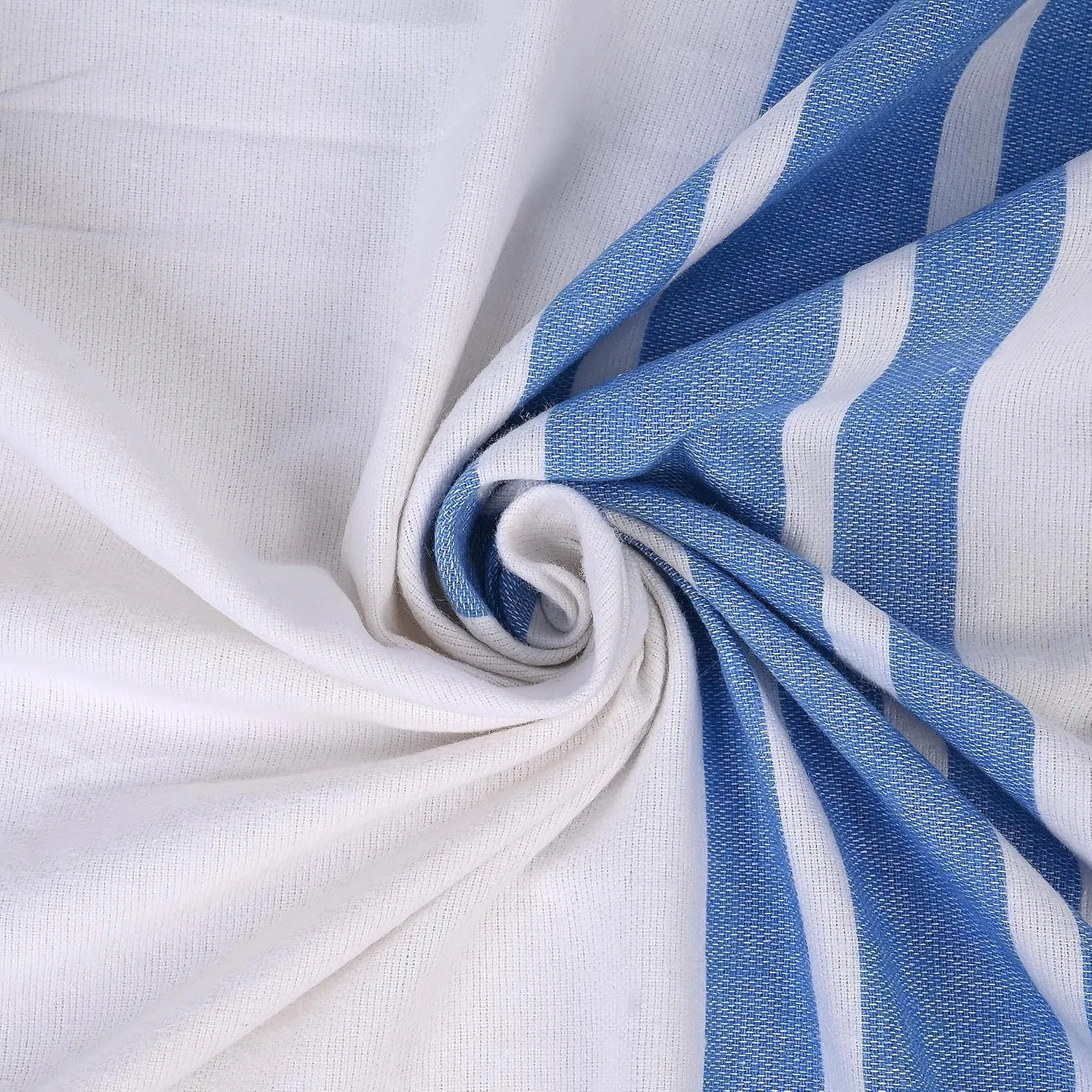 Linteum Textile Cotton Blended Hospital Patient Twin Bed Bath Sheet, Lightweight Sheet Blankets (12-Pack, 70x90 in, 1.75 lb.) White with Blue Stripes