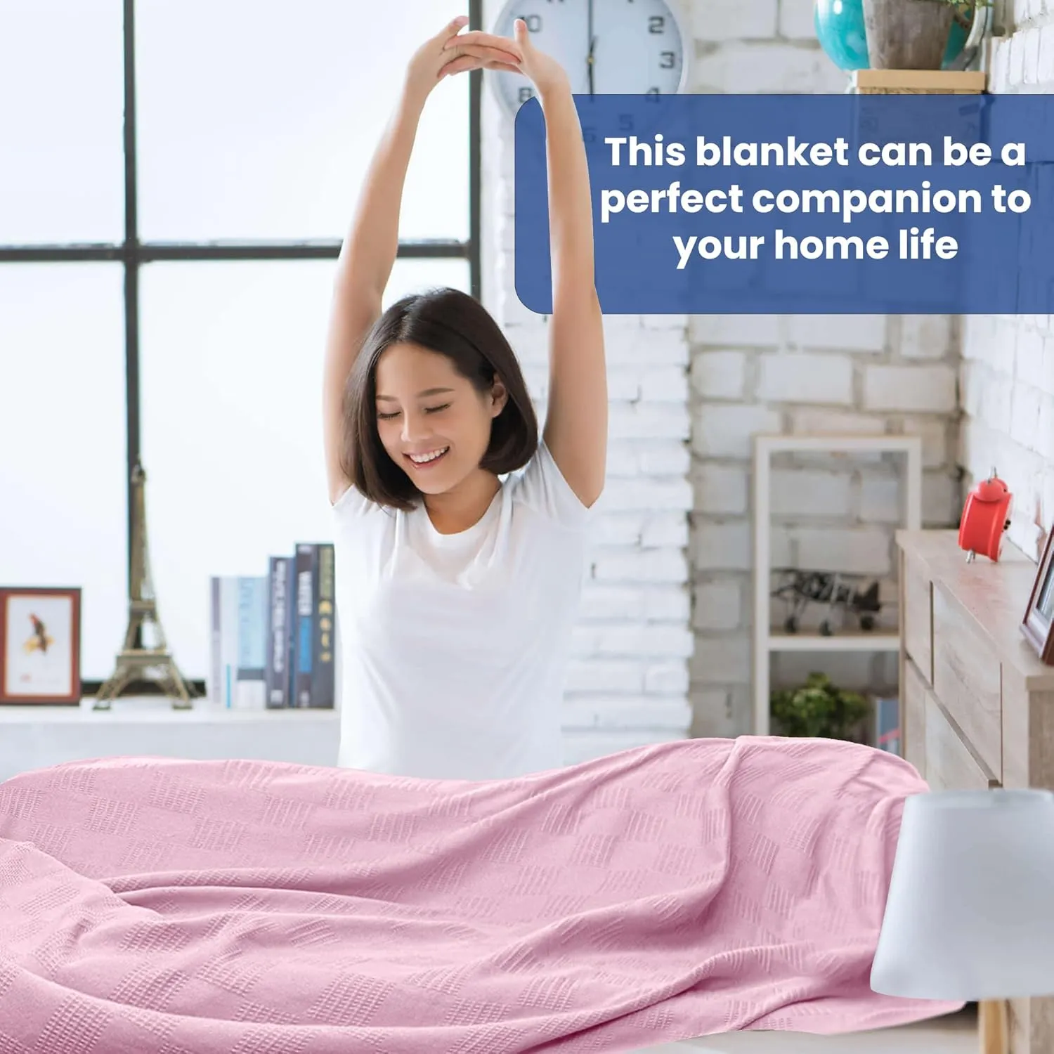 Linteum Textile Hospital Thermal SNAGLESS Spread Blanket, 100% Cotton (74x100 in, Mauve)