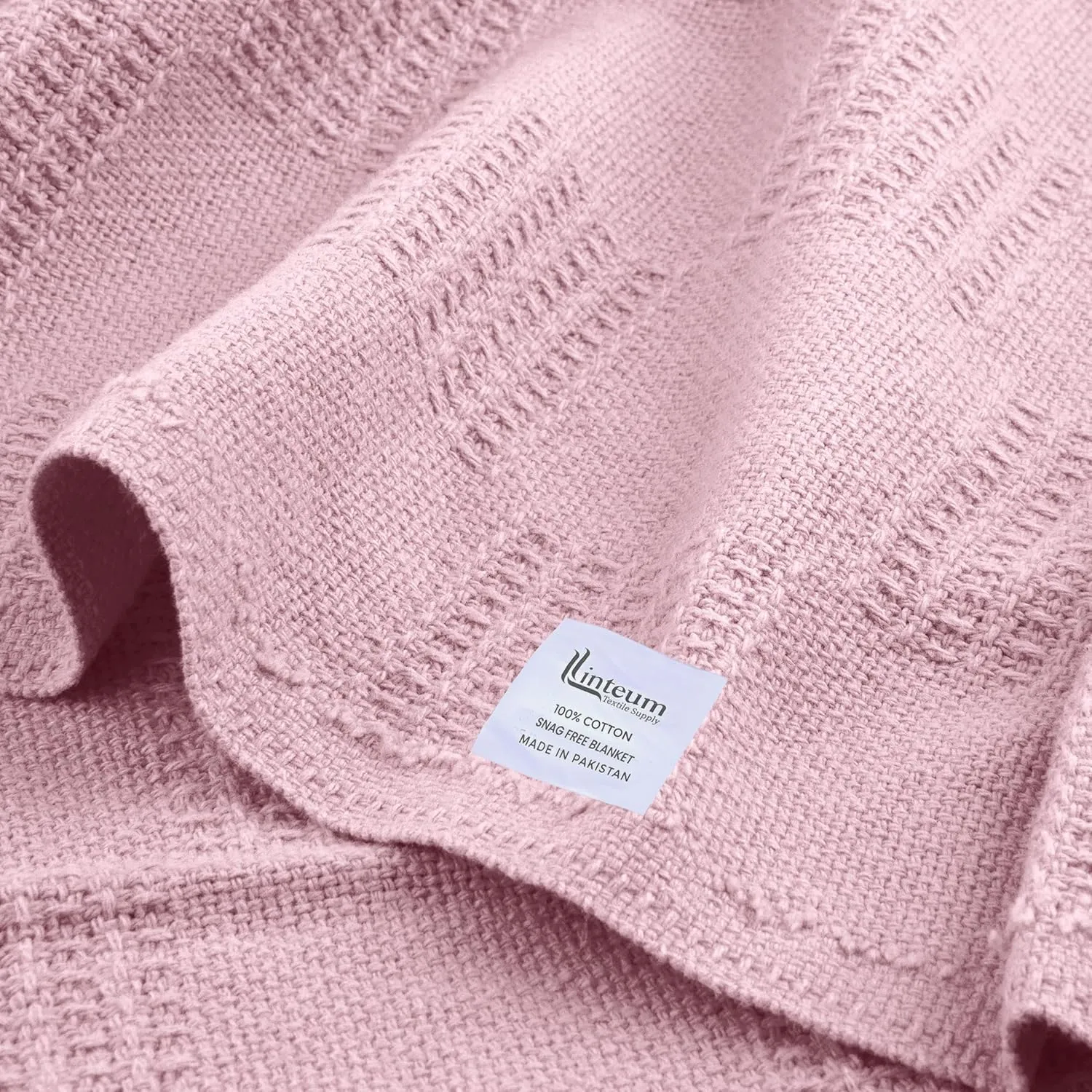 Linteum Textile Hospital Thermal SNAGLESS Spread Blanket, 100% Cotton (74x100 in, Mauve)