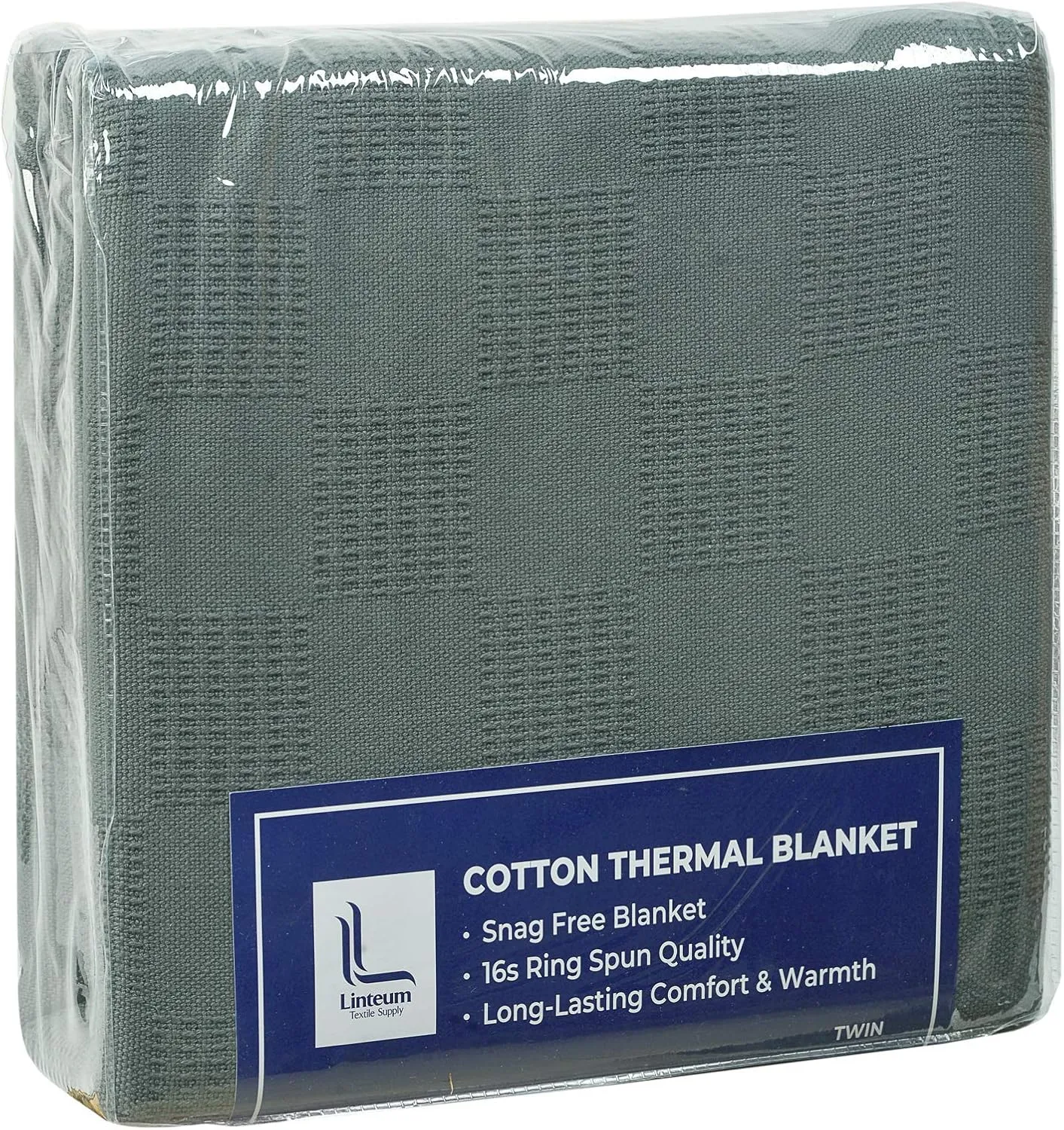 Linteum Textile Supply Thermal Blanket (Grey, Twin) Long Lasting and Durable Snag-Free Soft Blanket, Made from 100% Cotton Material for Home, Hospitals, 66x90 Inches
