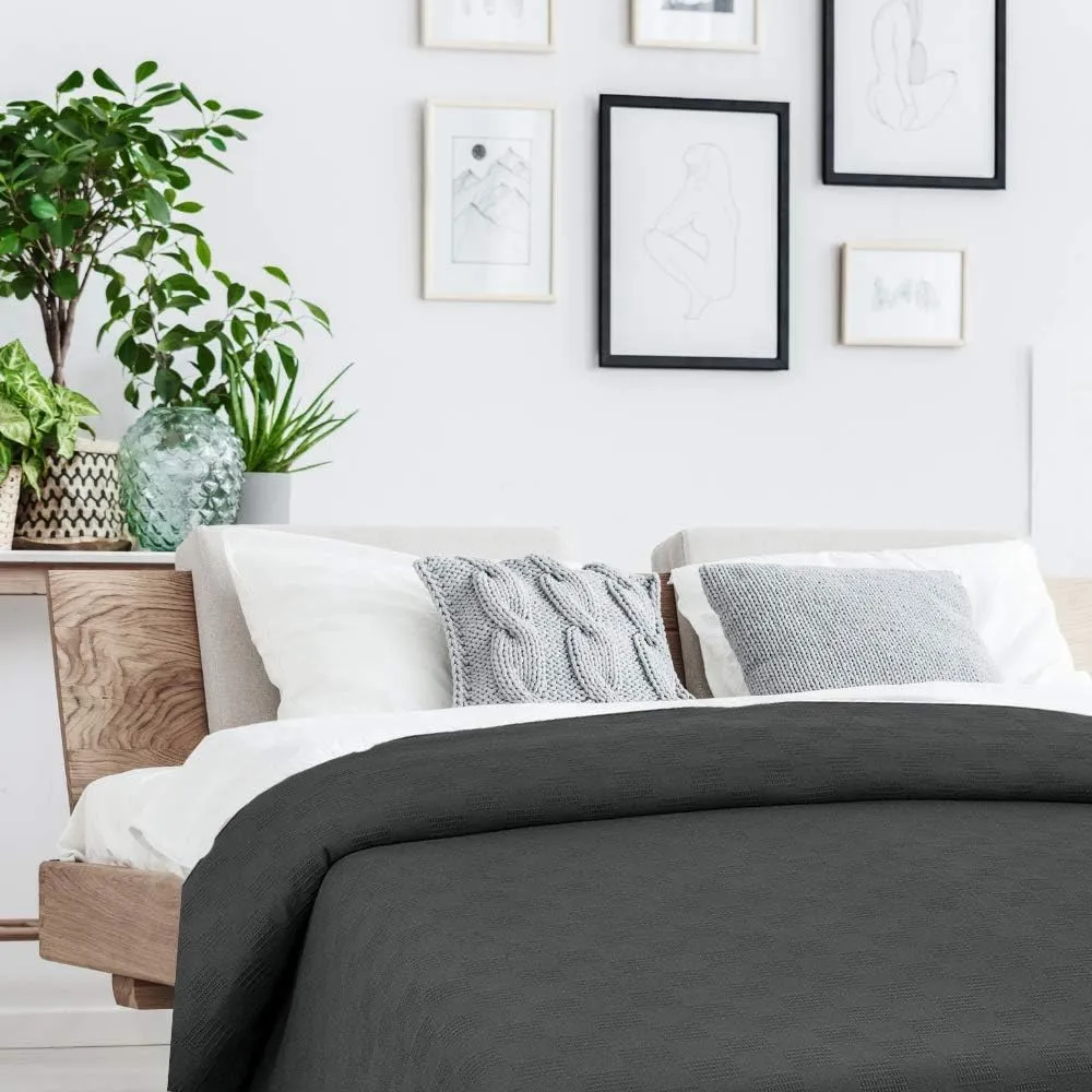 Linteum Textile Supply Thermal Blanket (Grey, Twin) Long Lasting and Durable Snag-Free Soft Blanket, Made from 100% Cotton Material for Home, Hospitals, 66x90 Inches