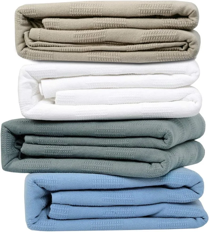 Linteum Textile Supply Thermal Blanket (White, Twin) Long Lasting and Durable Snag-Free Soft Blanket, Made from 100% Cotton Material for Home, Hospitals, 66x90 Inches