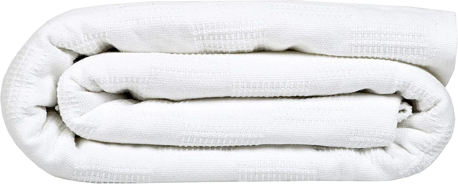Linteum Textile Supply Thermal Blanket (White, Twin) Long Lasting and Durable Snag-Free Soft Blanket, Made from 100% Cotton Material for Home, Hospitals, 66x90 Inches