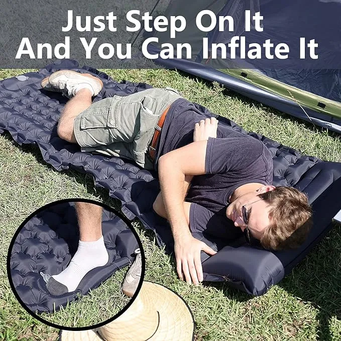 LISANNE Camping Mattress with Built in Foot Pump Inflatable Sleeping Mat Ultralight Compact Sleeping Pad for Camping,Backpacking,Hiking,Traveling,Tent,Waterproof and Portable for Outdoor Activities