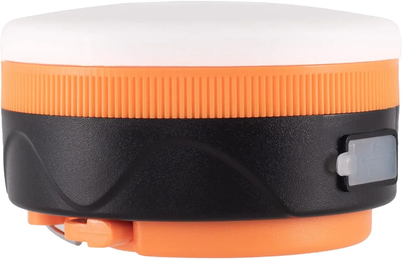 LIT-PaTH Rechargeable LED Camping Lighting Fixture Camping Lantern with Magnet Base, 1800 mAh, Survival Kit for Emergency, Hurricane, Outage, Small Orange, 2-Pack