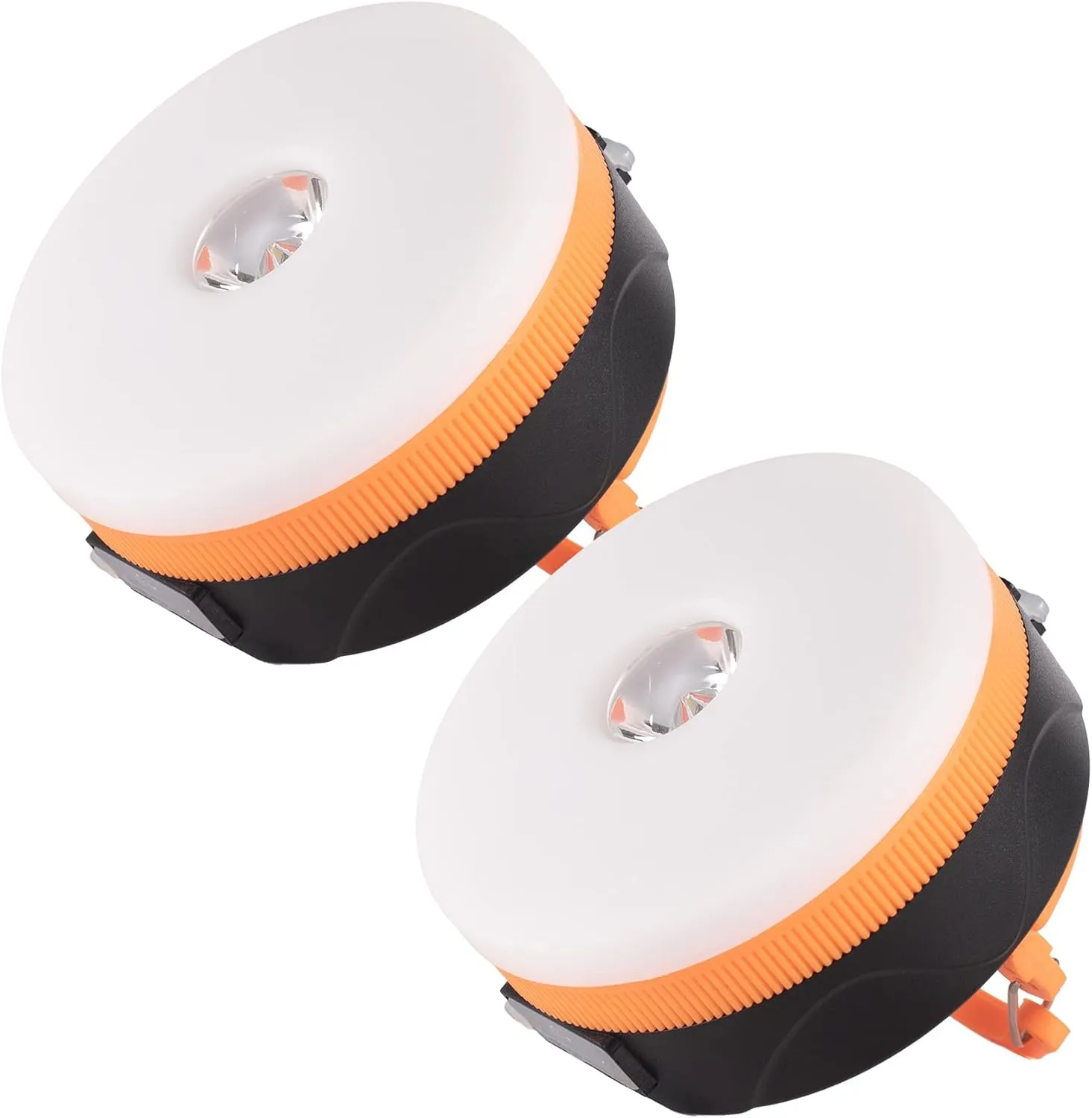 LIT-PaTH Rechargeable LED Camping Lighting Fixture Camping Lantern with Magnet Base, 1800 mAh, Survival Kit for Emergency, Hurricane, Outage, Small Orange, 2-Pack