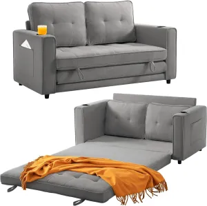 Loveseat Sleeper Sofa Bed for Living Room - Modern Comfy Convertible Futon Couches- Folding Couch Bed for Small Spaces - Foldable Floor Gaming Sofa Bed - Grey
