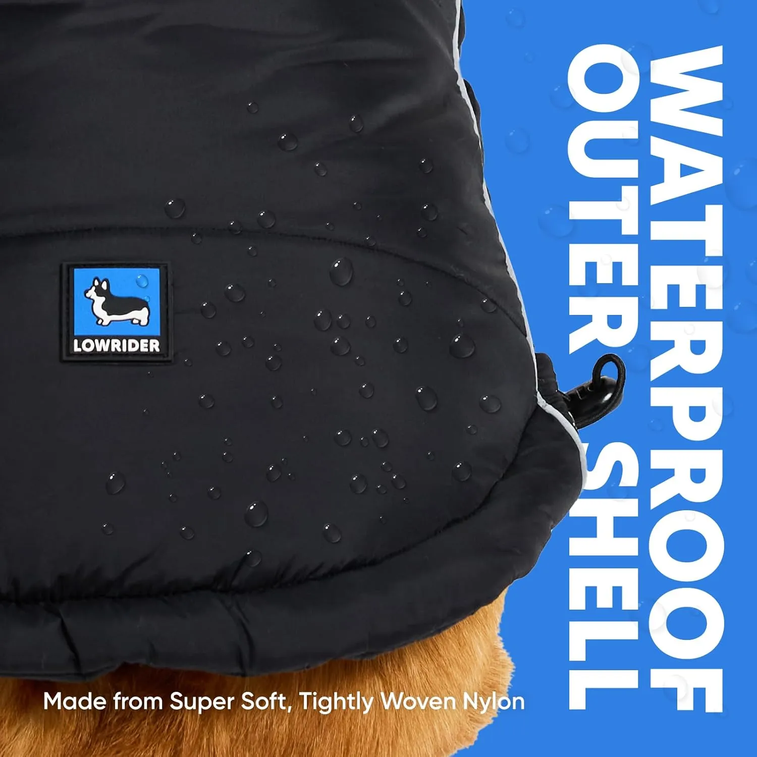 Lowrider Puffer Coat XS- Warm, Waterproof, Windproof, Reflective, Insulated Dog Coat, Rain Jacket, and Vest Jacket for Small and Medium Dogs in Cold Weather, Made with Soft and Breathable Fabric
