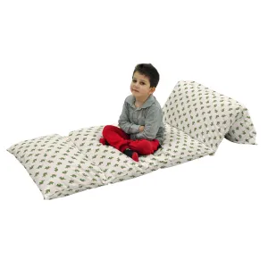 Lunarable Jurassic Floor Pillow Lounger Cover, Stegosaurus Dinosaur Prehistoric Herbivorous Reptiles Extinct Animals, Nap Mat Printed Fabric Case for 5 Pillows, 88" x 36", Fern Green Ruby Beige