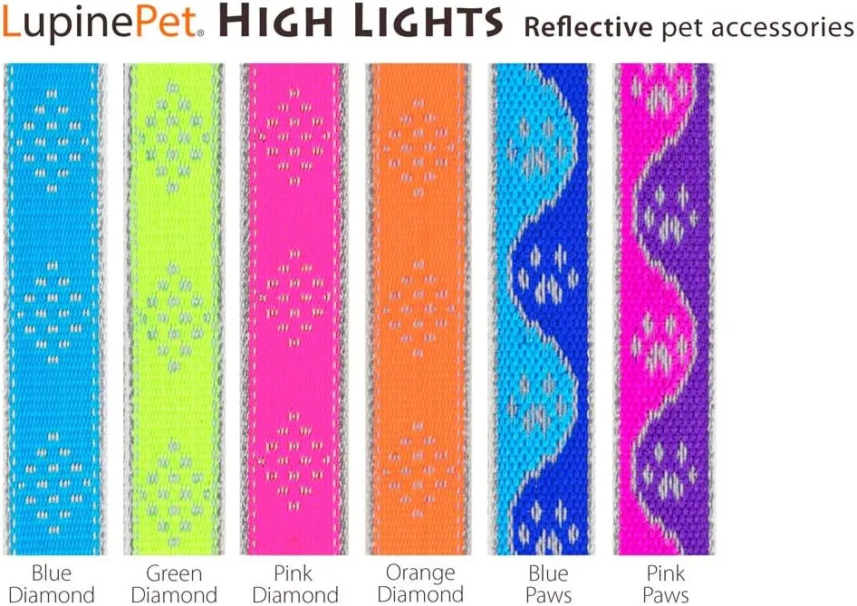 Lupine Reflective Large Adjustable Dog Harness 1" Wide Pink Paws with 24-38" Girth
