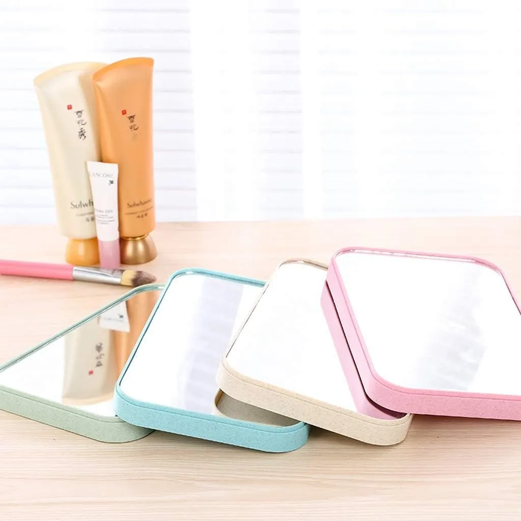 LXB Makeup Small Mirror,High-Definition Makeup Mirror Single-Sided Desktop Dressing Beauty Princess Folding Square Simple Fashion Four Colors 15 X 22Cm,Beige