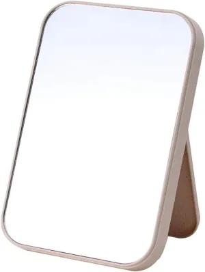 LXB Makeup Small Mirror,High-Definition Makeup Mirror Single-Sided Desktop Dressing Beauty Princess Folding Square Simple Fashion Four Colors 15 X 22Cm,Beige