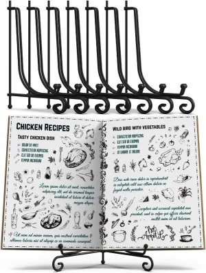 Lzerking Display Stand 8 Packs, 10 Inches Iron Foldable Plate Stand Picture Stand Photo Stand for Display, Black Holder Easel for Decorative Plates, Picture Frames, Books, Artistic Work