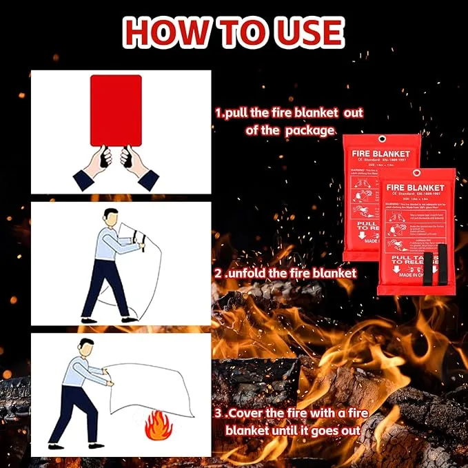 Macarrie 12 Pack 39” x 39” Fire Blanket Emergency Fire Blanket for Home and Kitchen Suppression Blanket Safety Fiberglass Fireproof Blanket Survival for Fireplace Car Office Camping (Red)