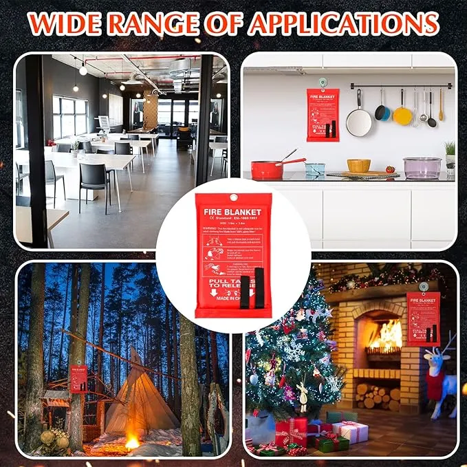 Macarrie 30 Pack 39” x 39” Fire Blanket Emergency Fire Blanket for Home and Kitchen Suppression Blanket Safety Fiberglass Fireproof Blanket Survival for Fireplace Car Office Camping (Red)
