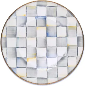 MACKENZIE-CHILDS Enamel Dinner Plate, Decorative Dinnerware Plate, 10 Inches, Set of 1, Gray-and-White Sterling Check