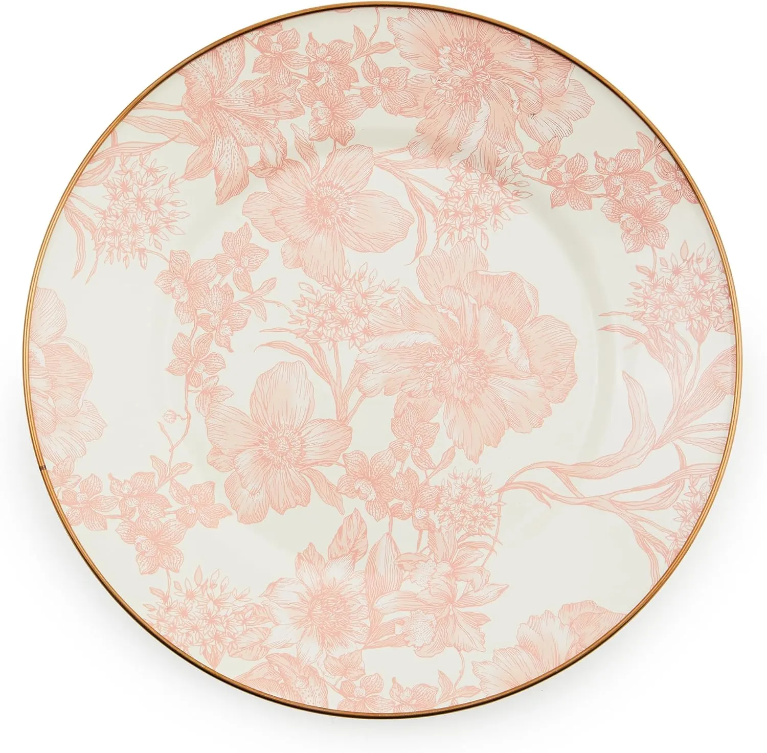 MACKENZIE-CHILDS Enamel Dinner Plate, Decorative Dinnerware Plate, 10 Inches, Set of 1, Rosy English Garden