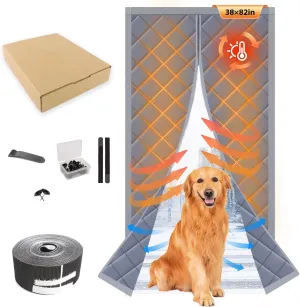 Magnetic Thermal Insulated Door Curtain Fits Door Size 36" X 80" Insulated Door Cover Blanket Insulation Cover Oxford Cloth Thicken Cotton to Keep House Warm as Temporary Door to Soundproof