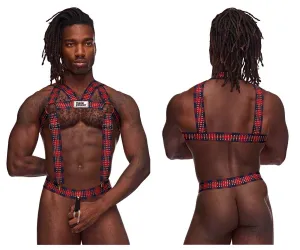 Male Power PAK-892 Elastic Studded Harness with Ring Red