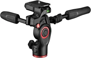 Manfrotto Befree 3-Way Live Camera Tripod Head, Aluminium, 6kg Payload, for Travel Tripods, with Foldable Handles, Fluid Drag System, for Photo and Video, Vlogging Equipment (MH01HY-3WUS),Black