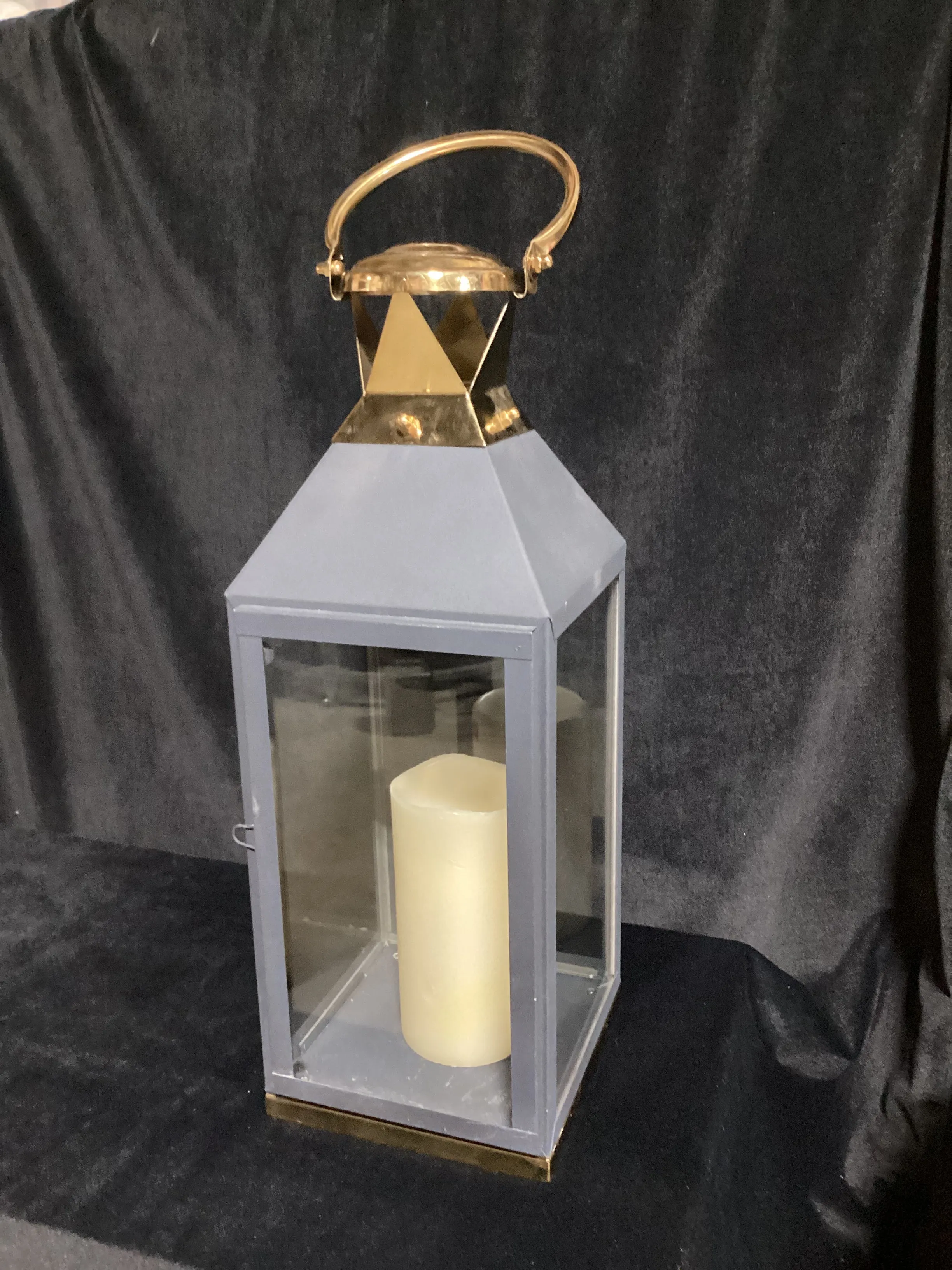 Matte Black Large Lantern Candle holder-5012