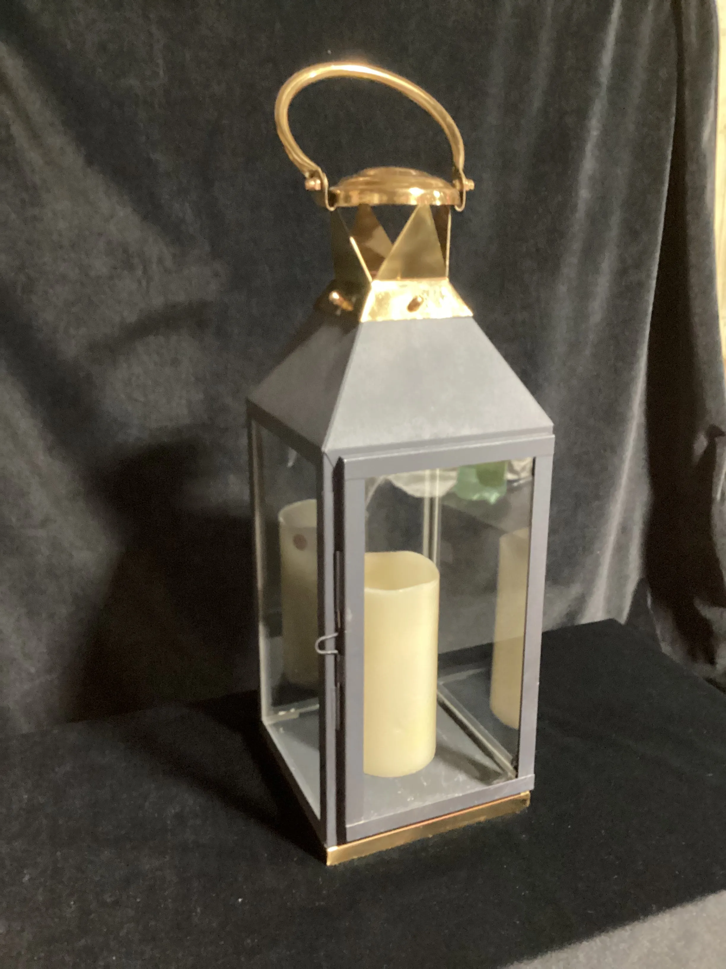 Matte Black Large Lantern Candle holder-5012