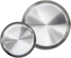 Matte Polished 10.0 inch 304 Stainless Steel Round Plates Dish Set, for Dinner Plate, Camping Outdoor Plate, Baby safe, Toddler, Kids, BPA Free, Pack of 2 (L (10.0"))