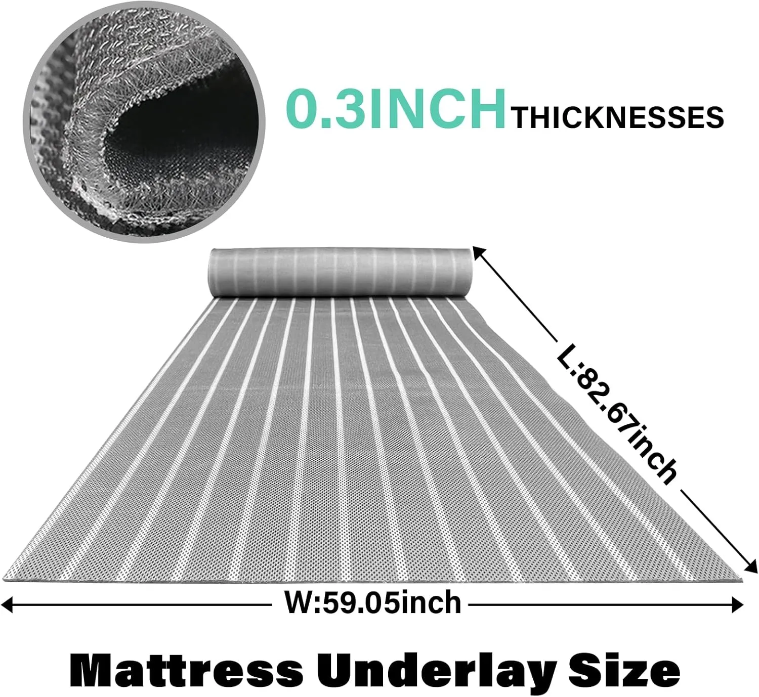 Mattress Underlay Under Mattress Pad with Breathable Meshfiber Cuttable Under Mattress Ventilation Aire-Flow Mattress Underlay for RV Bed Camper Boat (82.67 * 59.05 in)