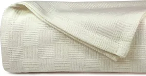MAURA All Season Cotton Decorative Thermal Bed Blankets, Classic Basket Wave Breathable, Super Soft, Cozy Blanket and Perfect for Layering Any Bed. King Large Size 108”x 90”