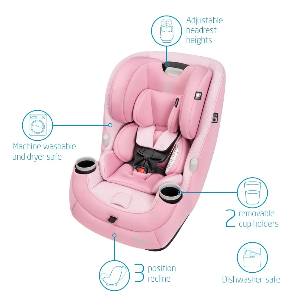 Maxi-Cosi Pria All-in-One Convertible Car Seat, Rear Facing Car Seat for Infants from 4-40 lbs, Forward Facing Car Seat up to 100 lbs in Booster Seat Mode, Rose Pink Sweater