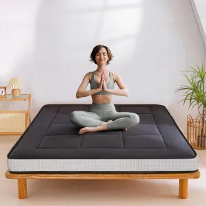 MAXYOYO 6" Extra Thick Foldable Floor Futon Mattress, Tatami Pad for Adults, Roll Up Guest Bed, Black, Full