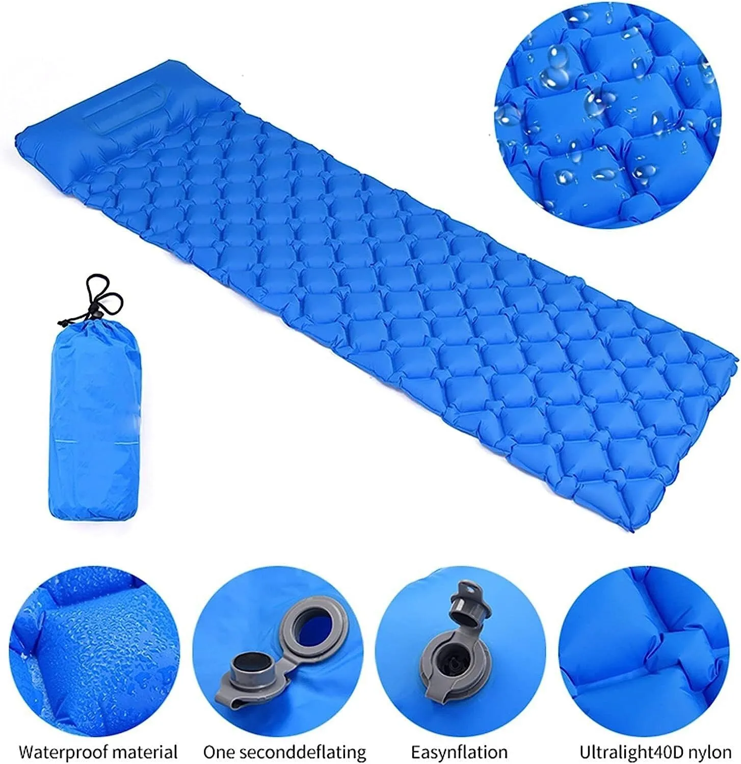 MDybf Camping Sleeping Pad Inflatable Air Mattresses Outdoor Mat Furniture Bed, Camping Sleeping Mat (Color : Blue)