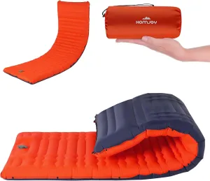 Megior Camping Sleeping Pad, Extra Thickness 4 Inch Inflatable Sleeping Mat Lightweight Waterproof Camping with Built-in Pump Air Mattress for Backpacking, Hiking, Tent, Traveling, Orange