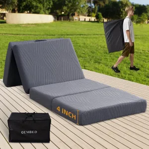 Memory Foam Camping Mattress Pad, 4 Inch Thick Waterproof Foldable Sofa Bed Floor Mattress, Portable Sleeping Pad for Adult, Sleeping Mat for Travel RV Camping Guest Yoga