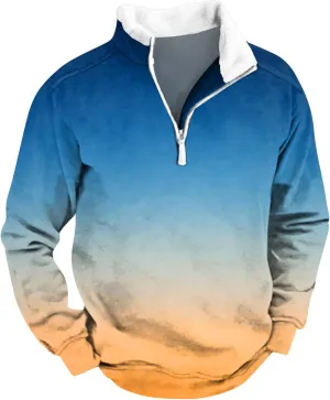 Men's Fleece Jacket Corduroy Polo Sweatshirt Thermal Warm Sweater Casual Loose Lapel Collar Fit Casual Jacket Coats