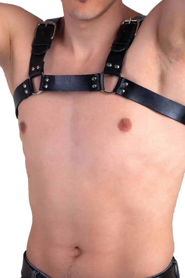 Men’s Sheep Leather BDSM Chest Harness – Adjustable with D-Rings