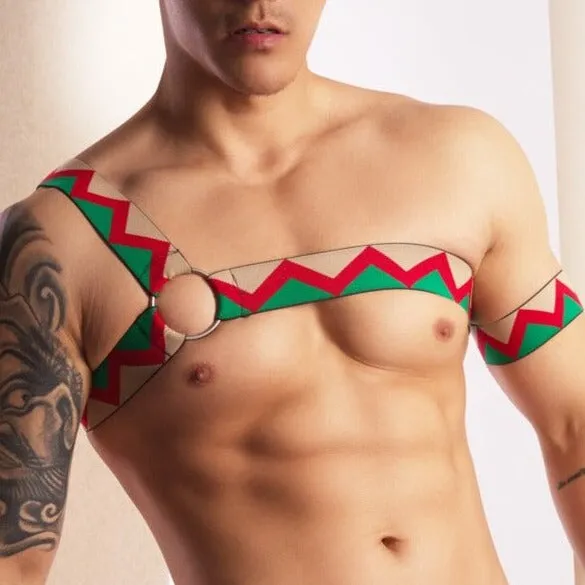 Men's Zig Zag Stripe Elastic Chest Harness