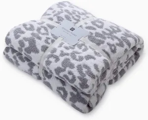 MH MYLUNE HOME Ultra Soft Leopard Throw Blanket (50x60 inches) Microfiber Blanket Plush Warm Reversible Cheetah Blanket Snow Leopard Pattern Throw for Couch Bed Sofa - White Gray, 50"x60"