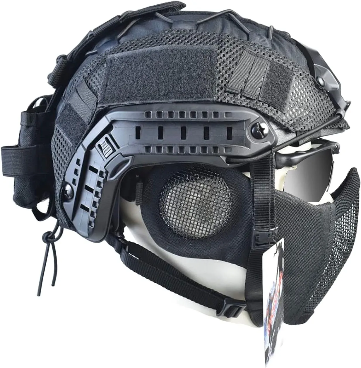 MH Updated Version Fast Tactical Helmet Combined with Foldable Half Face Mesh Mask and Goggles for Paintball CS Game Set