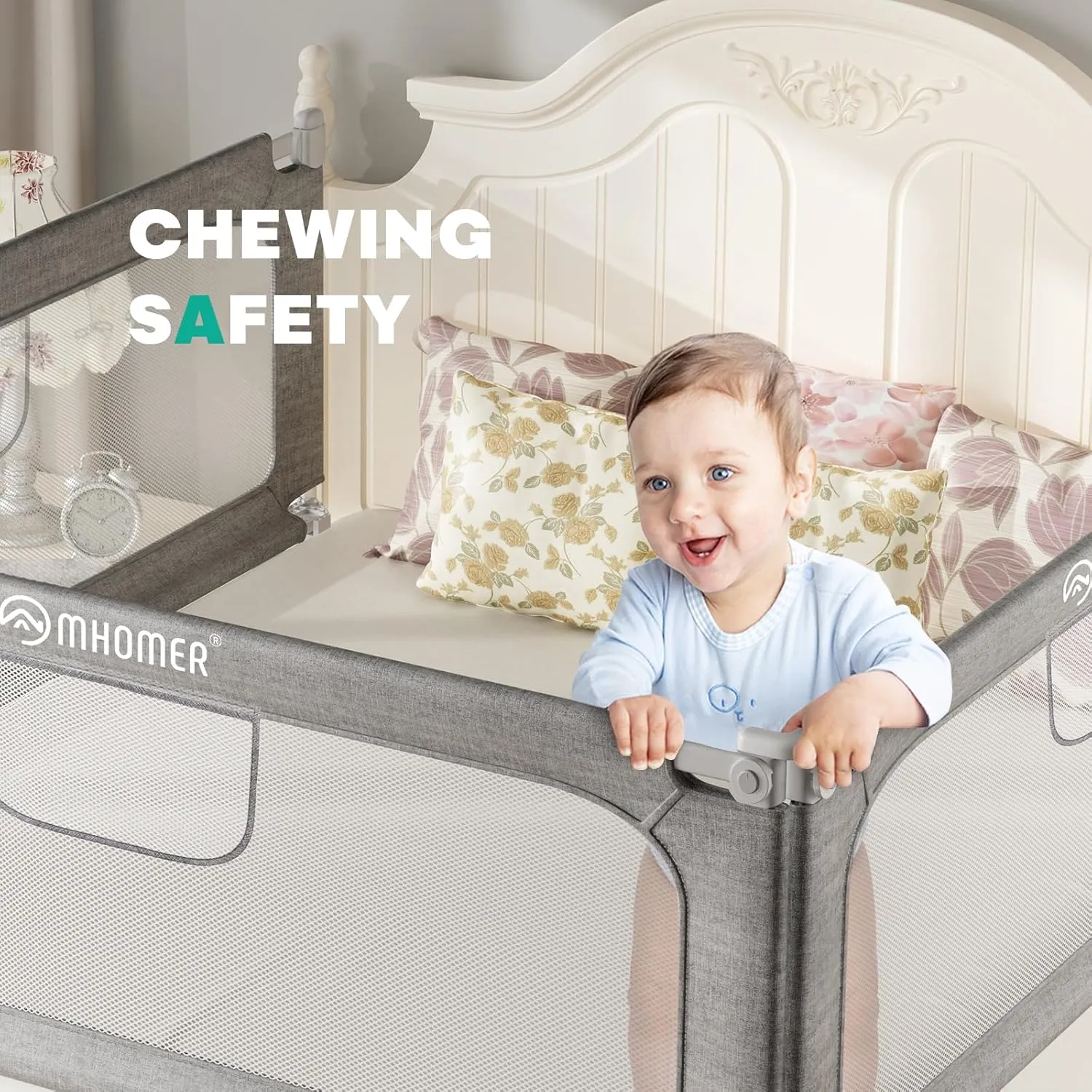 MHOMER Bed Rail for Toddlers-Toddler Bed Rails 2 Minutes Quick Assembly Foldable Bed Rails for Queen Bed, King, Full, Twin Size Bed, Baby Bed Rail Guard with Steady U-Shape Base 54",1 Side