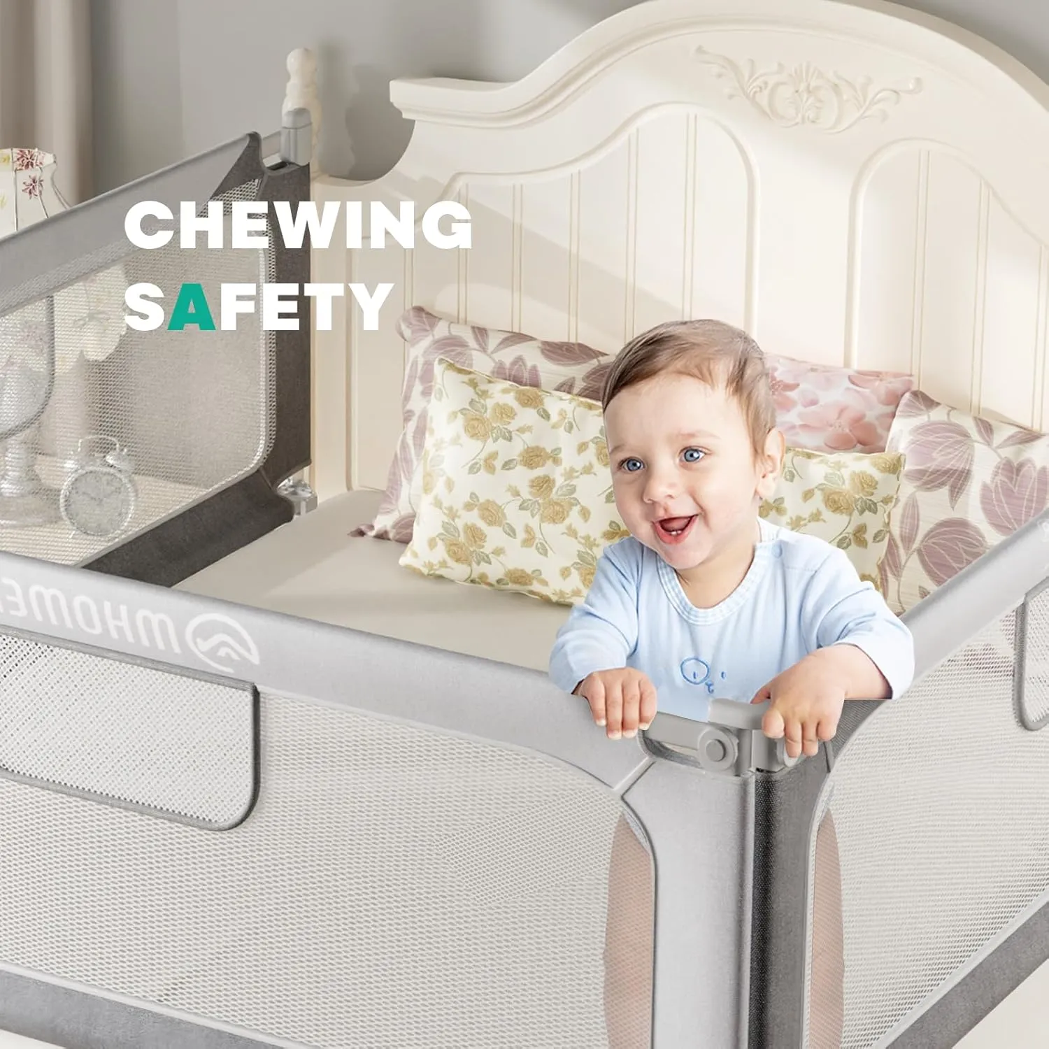 MHOMER Bed Rail for Toddlers-Toddler Bed Rails 2 Minutes Quick Assembly Foldable Bed Rails for Queen Bed, King, Full, Twin Size Bed, Baby Bed Rail Guard with Steady U-Shape Base 74.8",1 Side