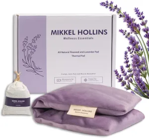 Microwave Heating Pad with Flaxseed and Lavender for Back, Neck, Shoulder, Joint & Menstrual Cramp Relief, Washable Cover and Reusable, with Mini Lavender Bag Gift